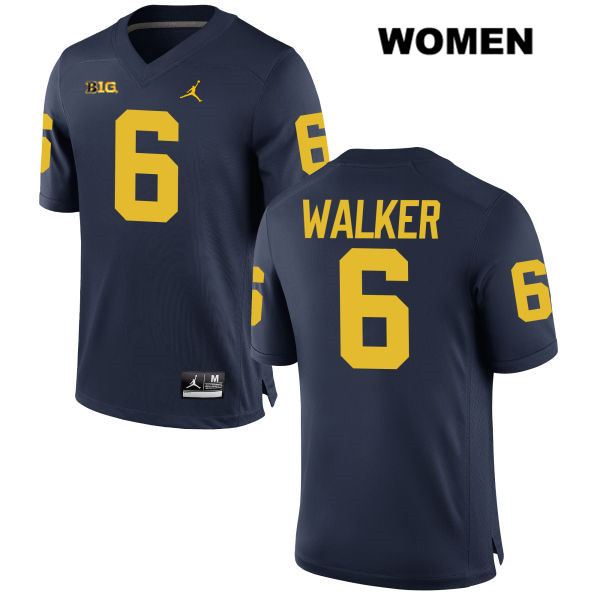 Women's NCAA Michigan Wolverines Kareem Walker #6 Navy Jordan Brand Authentic Stitched Football College Jersey NX25F43RC